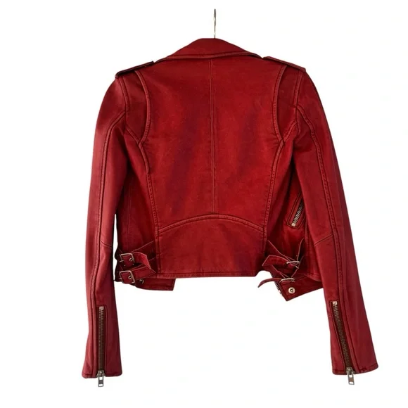 IRO Ashville Leather Jacket in Red Size 34 (XS) - Picture 2 of 4